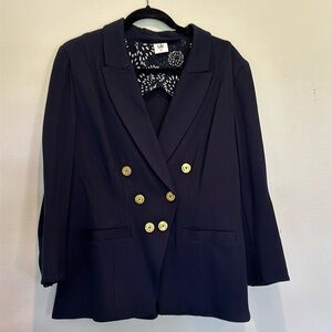 CAbi Grand Slam Nautical Navy Blue Blazer Jacket Size 16